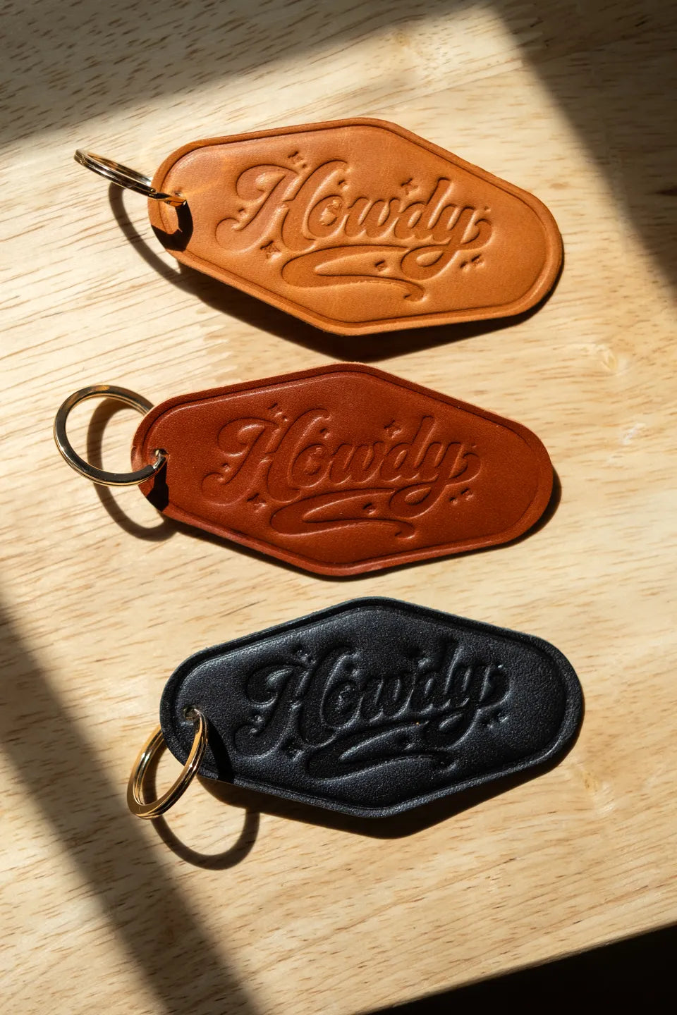 Leather Hotel Keychain - Howdy